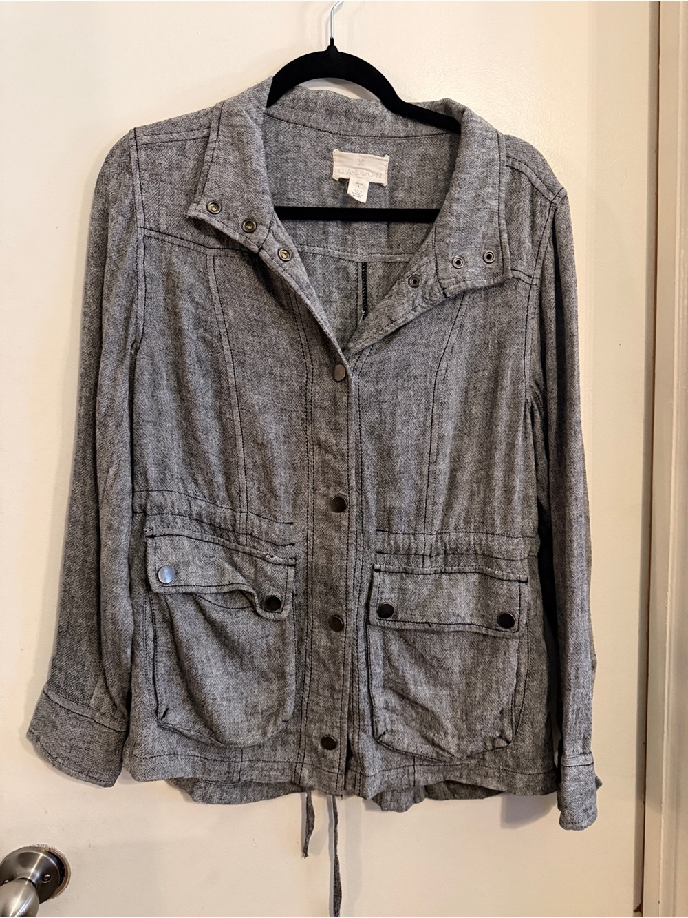 Caslon Heather Gray Utility Jacket with Snap Pockets